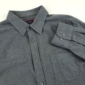Untuckit Sherwood Button Up Shirt Mens Large Gray Flannel Preppy Long Sleeve